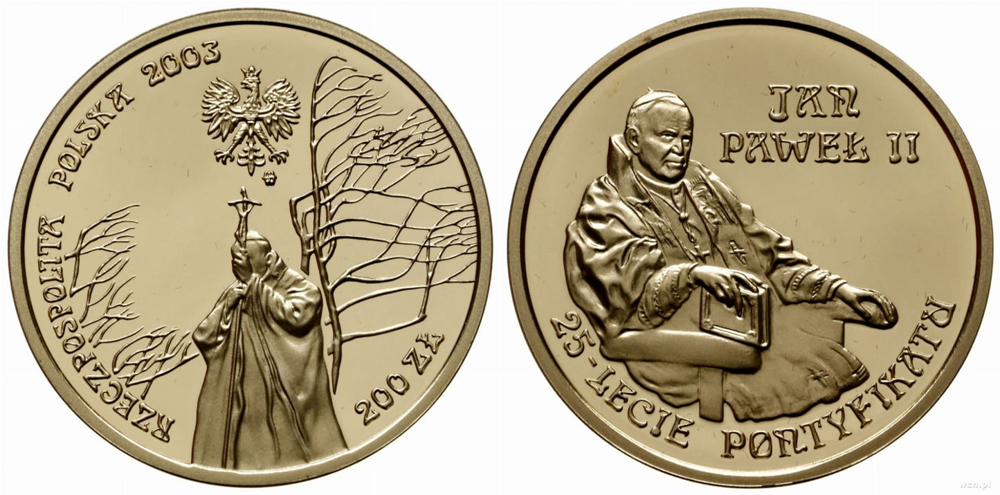 200 zł Jan Paweł II - 25-lecie pontyfikatu 2003