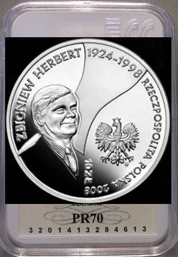 10 zł Zbigniew Herbert (1924 - 1998) 2008 PR 70
